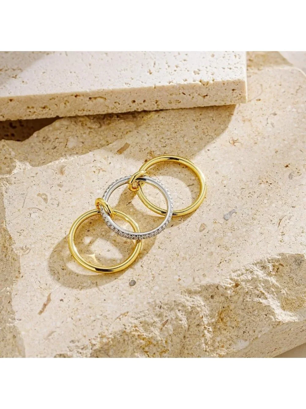 Gold Stackable Rings for Women - Non-Tarnish 14K Plated, Dainty Cubic Zirconia